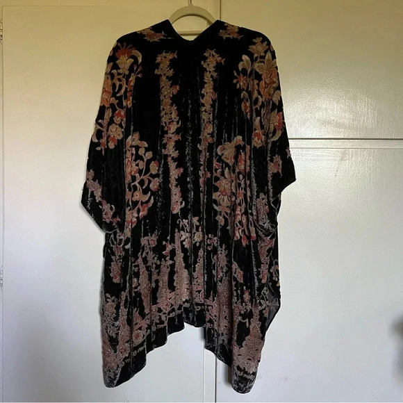 Lovestitch Burnout Velvet Floral Print Kimono Kaftan Bohemian - Picture 7 of 11
